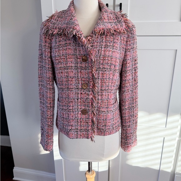 Jones New York Jackets & Blazers - Jones New York Pink Tweed Button Up Blazer Petite